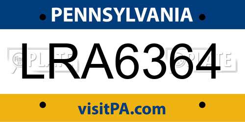 LRA6364 Pennsylvania License Plate