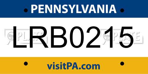 LRB0215 Pennsylvania License Plate