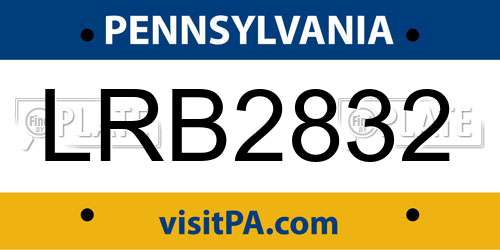 LRB2832 Pennsylvania License Plate