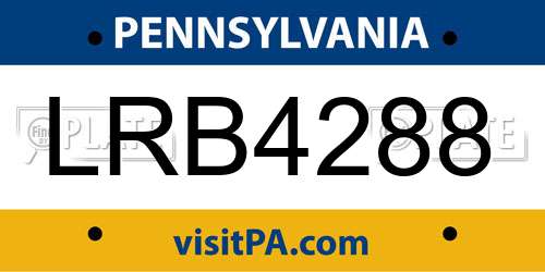 LRB4288 Pennsylvania License Plate