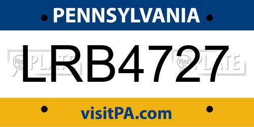 LRB4727 Pennsylvania License Plate