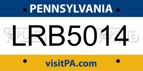 LRB5014 Pennsylvania License Plate