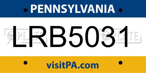 LRB5031 Pennsylvania License Plate