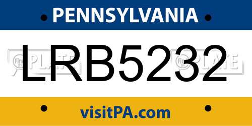 LRB5232 Pennsylvania License Plate