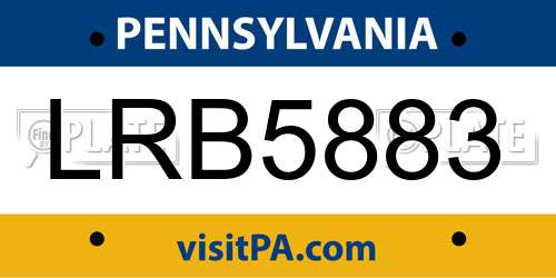 LRB5883 Pennsylvania License Plate