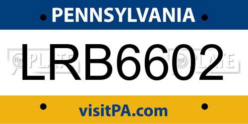 LRB6602 Pennsylvania License Plate