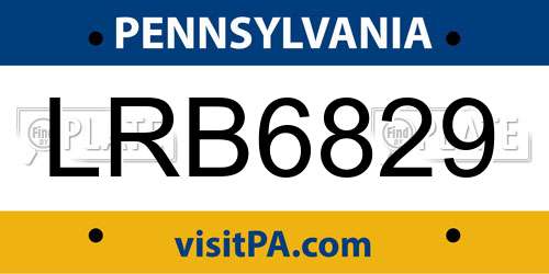 LRB6829 Pennsylvania License Plate