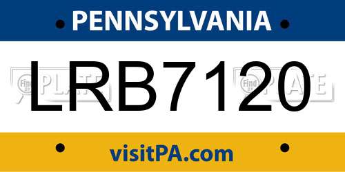 LRB7120 Pennsylvania License Plate