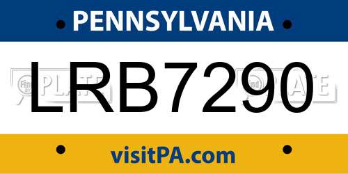 LRB7290 Pennsylvania License Plate