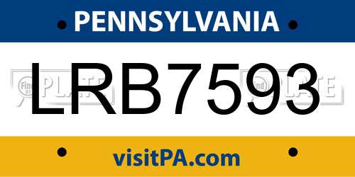 LRB7593 Pennsylvania License Plate