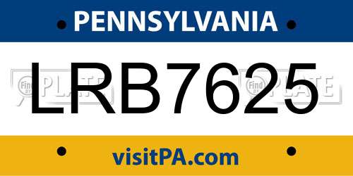 LRB7625 Pennsylvania License Plate