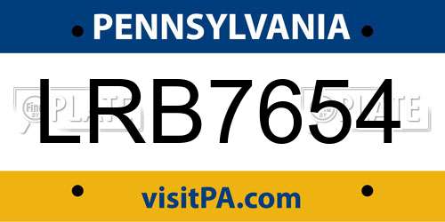 LRB7654 Pennsylvania License Plate
