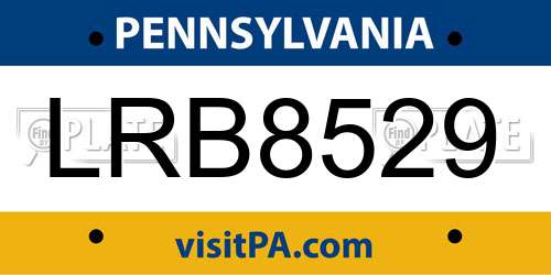 LRB8529 Pennsylvania License Plate