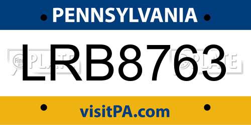 LRB8763 Pennsylvania License Plate