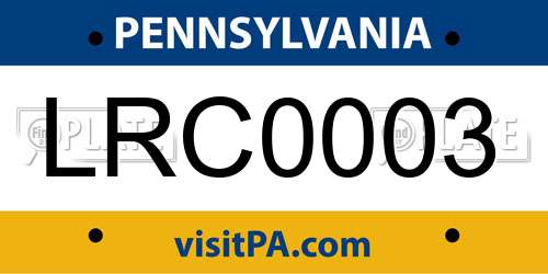 LRC0003 Pennsylvania License Plate