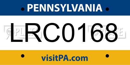 LRC0168 Pennsylvania License Plate