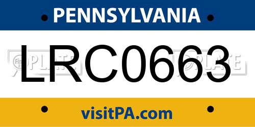 LRC0663 Pennsylvania License Plate