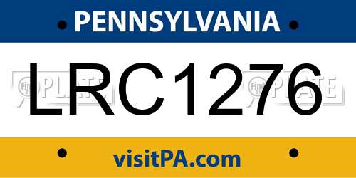 LRC1276 Pennsylvania License Plate