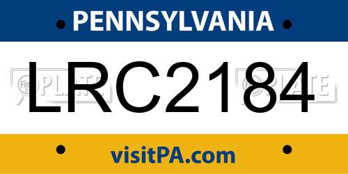 LRC2184 Pennsylvania License Plate