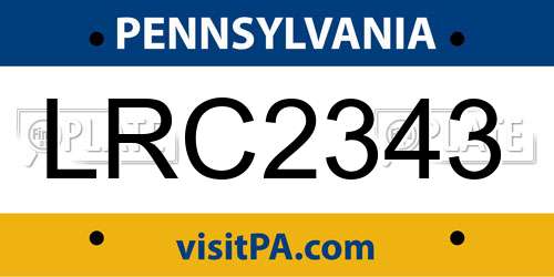 LRC2343 Pennsylvania License Plate