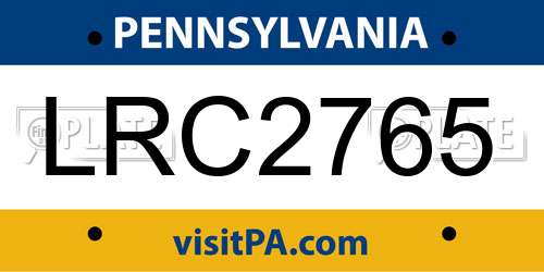 LRC2765 Pennsylvania License Plate