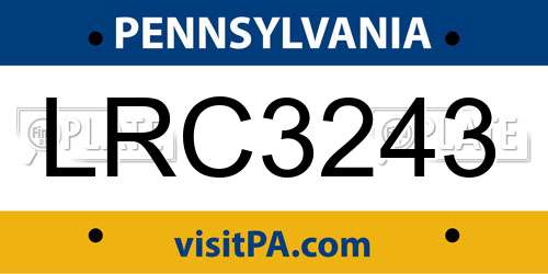 LRC3243 Pennsylvania License Plate