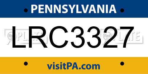 LRC3327 Pennsylvania License Plate