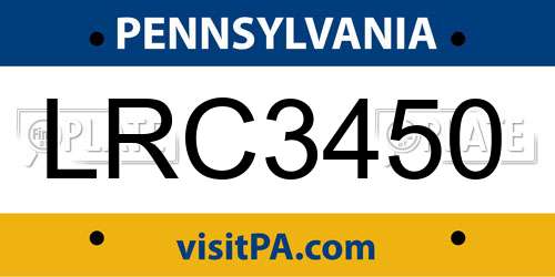 LRC3450 Pennsylvania License Plate