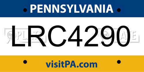 LRC4290 Pennsylvania License Plate