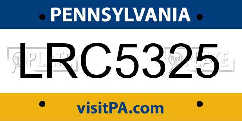 LRC5325 Pennsylvania License Plate