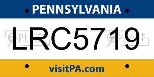 LRC5719 Pennsylvania License Plate
