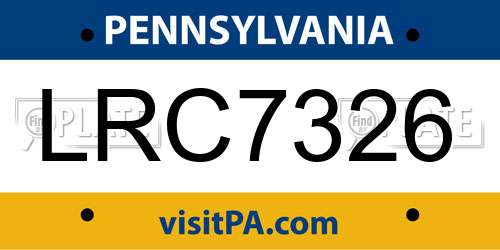 LRC7326 Pennsylvania License Plate