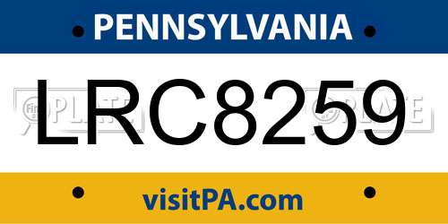 LRC8259 Pennsylvania License Plate
