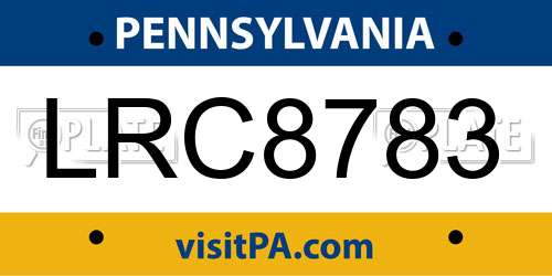 LRC8783 Pennsylvania License Plate