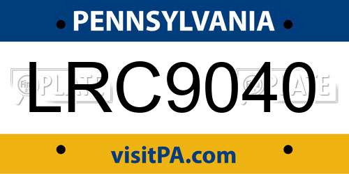 LRC9040 Pennsylvania License Plate