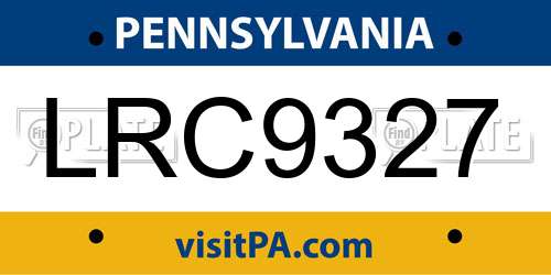 LRC9327 Pennsylvania License Plate