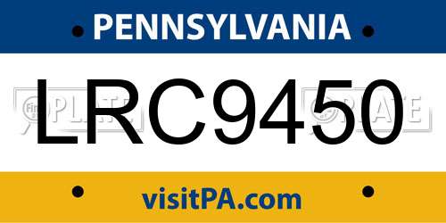 LRC9450 Pennsylvania License Plate