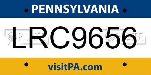 LRC9656 Pennsylvania License Plate