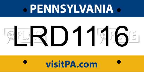 LRD1116 Pennsylvania License Plate