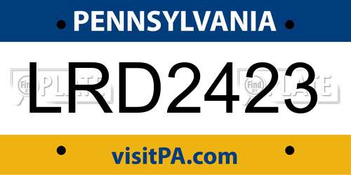 LRD2423 Pennsylvania License Plate