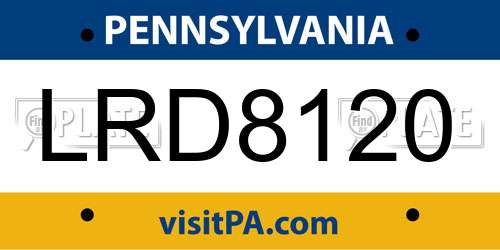 LRD8120 Pennsylvania License Plate