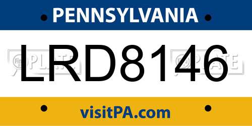 LRD8146 Pennsylvania License Plate