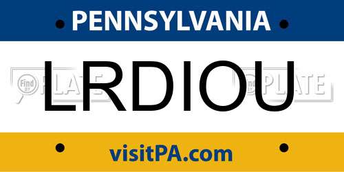 LRDIOU Pennsylvania License Plate
