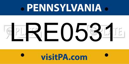 LRE0531 Pennsylvania License Plate