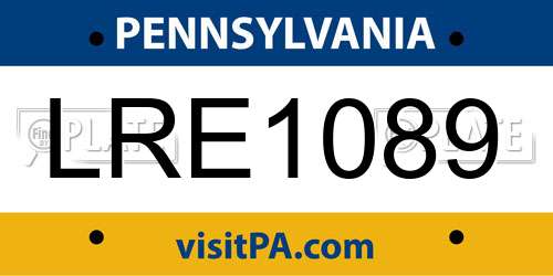 LRE1089 Pennsylvania License Plate