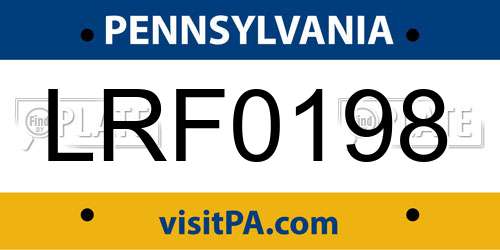 LRF0198 Pennsylvania License Plate