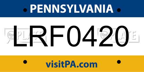 LRF0420 Pennsylvania License Plate