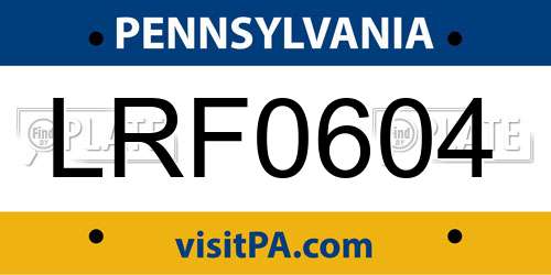 LRF0604 Pennsylvania License Plate