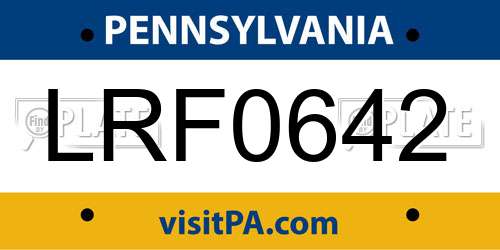 LRF0642 Pennsylvania License Plate