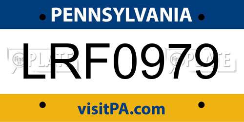 LRF0979 Pennsylvania License Plate